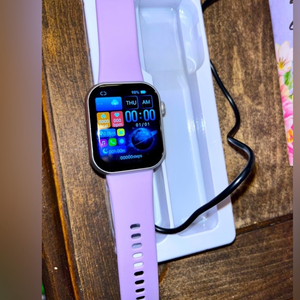 Smartwatch with Purple Silicone & Silver Metal Band & Charger Included - G2O